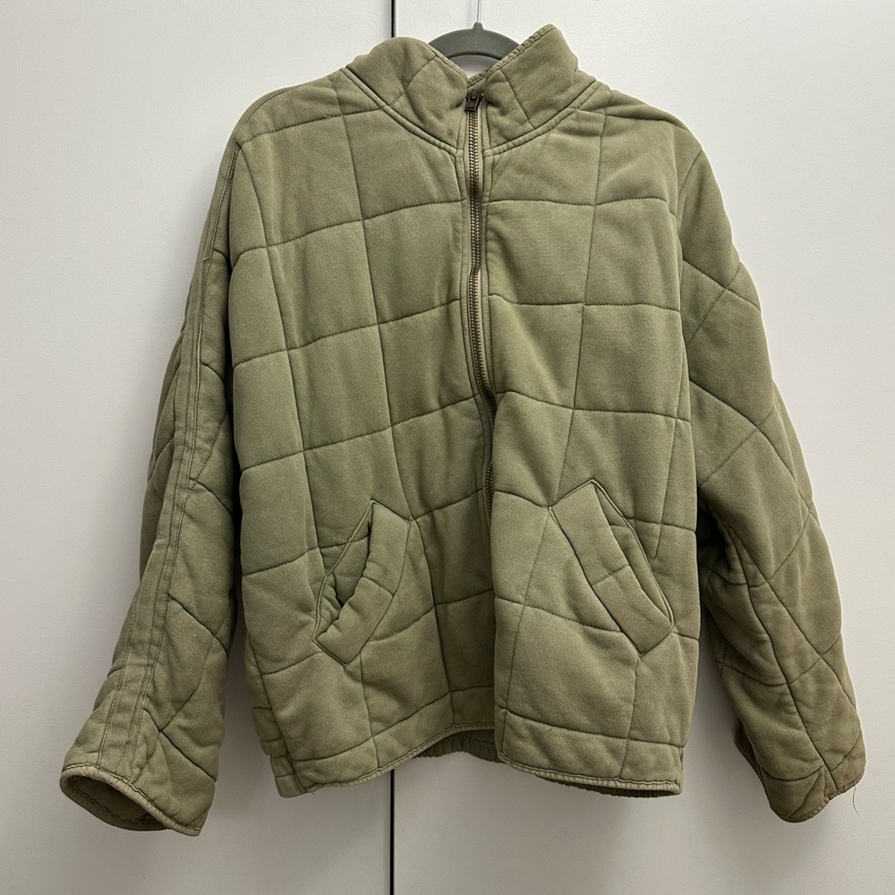 Free People Dolman Quilted Jacket - Olive Green